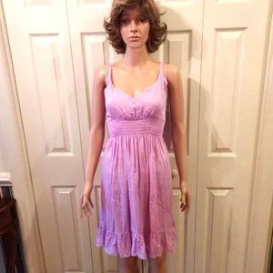 Island Planet Miami Beach Mauve Adjustable Strap Embroidered Sundress NWOT